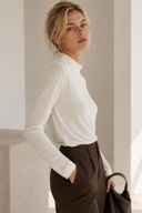 FIGARO Cream mock neck basic top