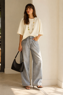 Cream oversized 3/4 top