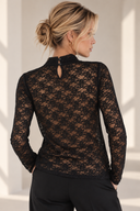 FIGARO Μαύρο lace sheer top