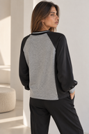 FIGARO Γκρι satin lace μπλούζα