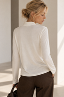 FIGARO Cream mock neck basic top