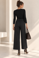 FIGARO Μαύρο αλκαντάρα Crop  straight pants
