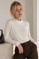 FIGARO Cream mock neck basic top