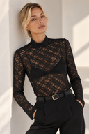FIGARO Μαύρο lace sheer top