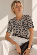 Πούρου leopard fine knit μπλούζα με sugar glitter