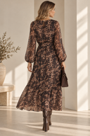 Καφέ baroque print φόρεμα