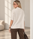 Μπεζ oversized knit μπλούζα