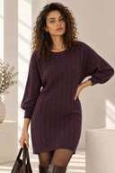 Μελιτζανί cable knit φόρεμα