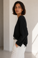 Μαύρη V-neck oversized μπλούζα