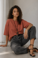 Κεραμιδί oversized 3/4 top