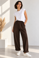 Καφέ baggy relaxed παντελόνι