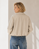 Μπεζ faux leather bomber jacket