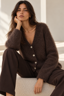 Καφέ fluffy cardigan