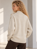 Μπεζ button detail turtleneck sweater