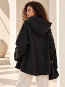 Μαύρο oversized bouclé jacket με κουκούλα