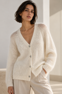 Εκρού fluffy cardigan