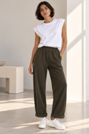 Χακί baggy relaxed παντελόνι