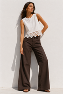 FIGARO Καφέ wide leg τζιν παντελόνι