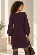 Μελιτζανί cable knit φόρεμα