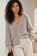 Μπεζ fluffy cardigan