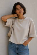 Μπεζ oversized 3/4 top